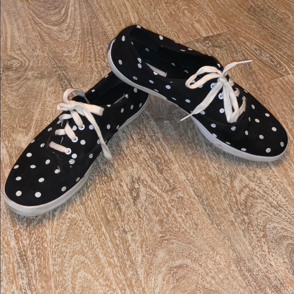 Women’s keds black white polka dot shoes 10